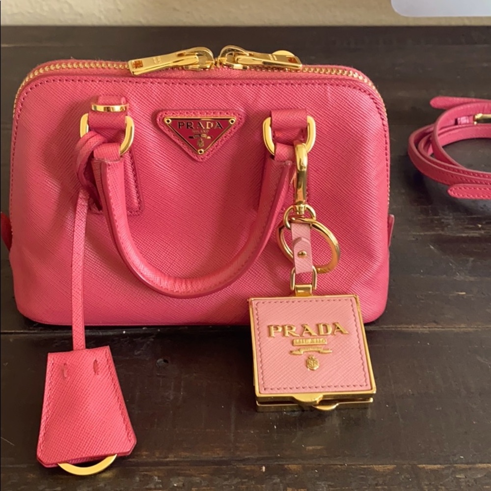 Prada Saffiano Mini bag with Prada keychain